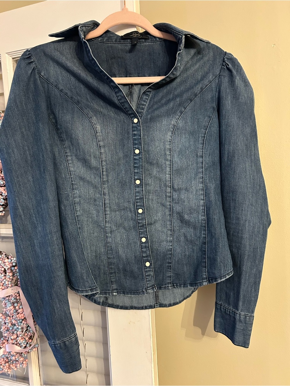 Jessica Simpson Dark Blue Denim Button-Front Shirt